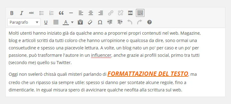 Formattazione del testo