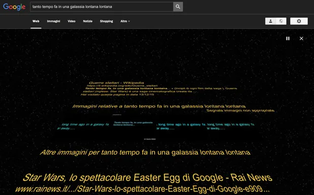 SERP di Google personalizzata per Star Wars