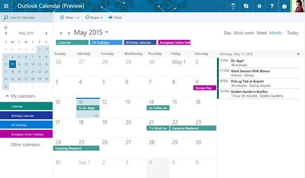 Nuovo Outlook.com e il calendario